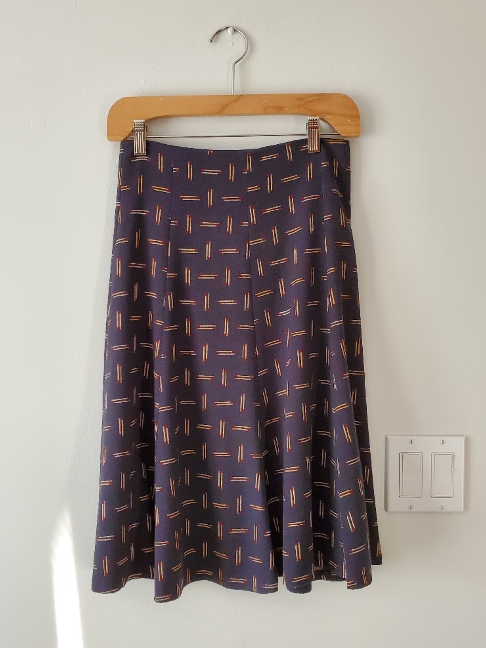 Club Monaco Navy Paneled Skirt | Match Print | Size 0/XS
